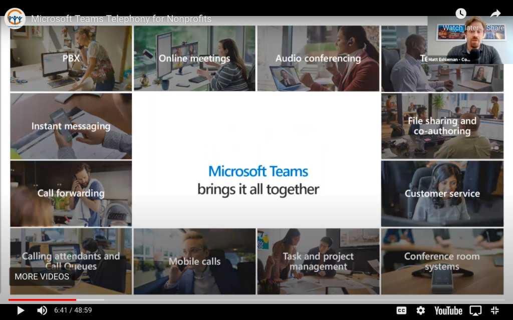 image of multiple Microsoft Teams Telephony for Nonprofits features