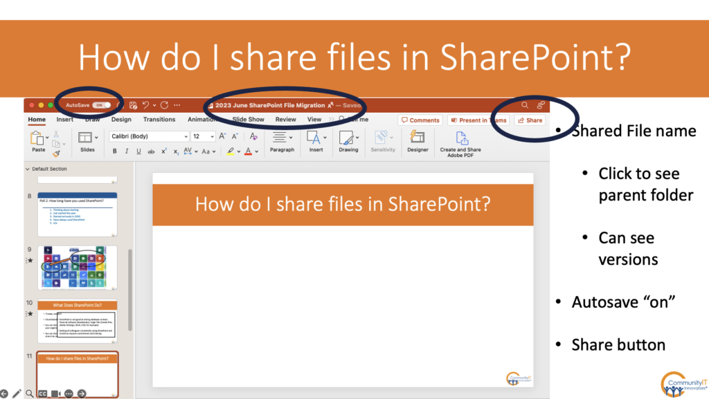 How do I share files in SharePoint example graphic